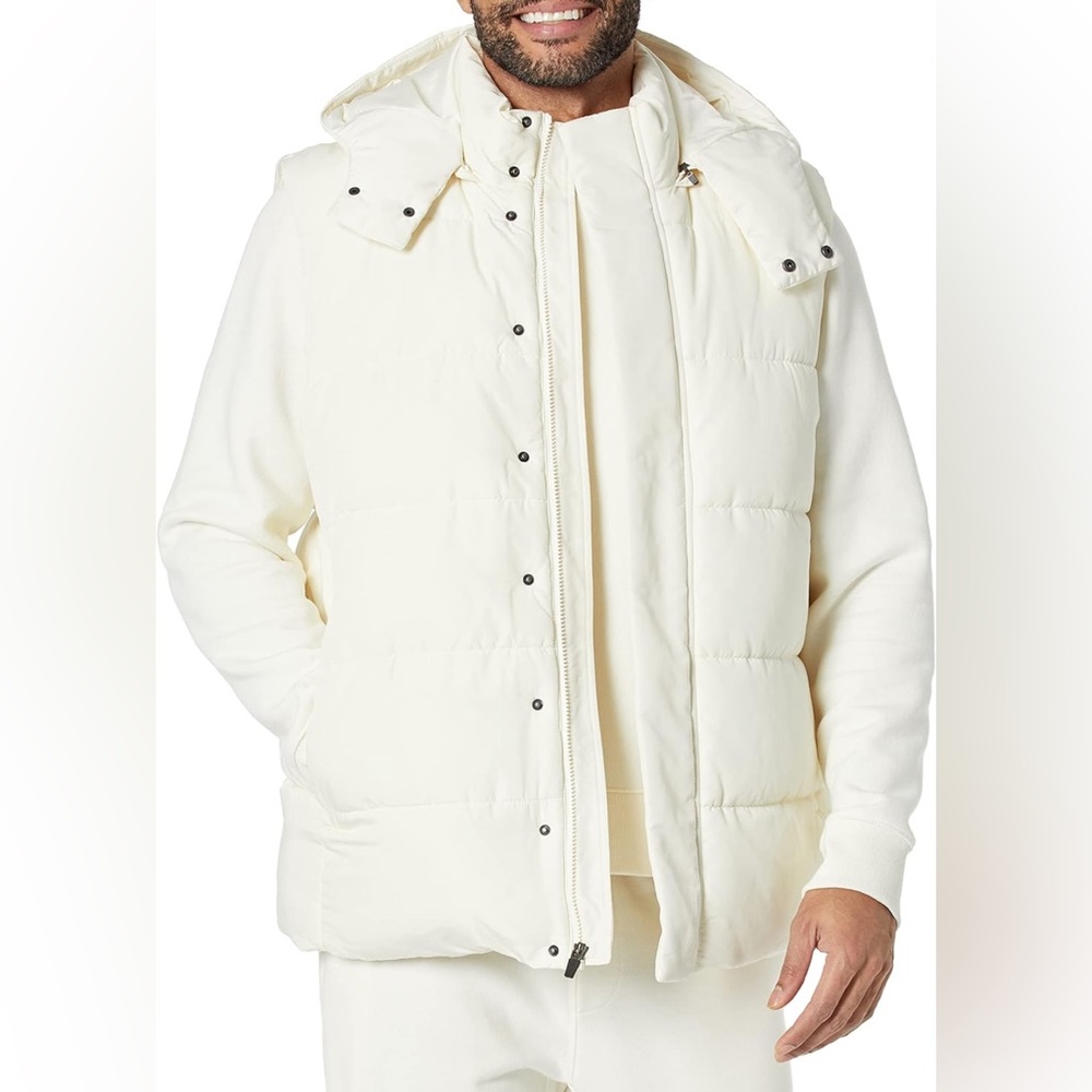 Amzn Men's Relaxed-Fit Water Repellent Recycled Polyester Hooded Puffer Vest